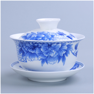 景德鎮手繪青花陶瓷蓋碗定制